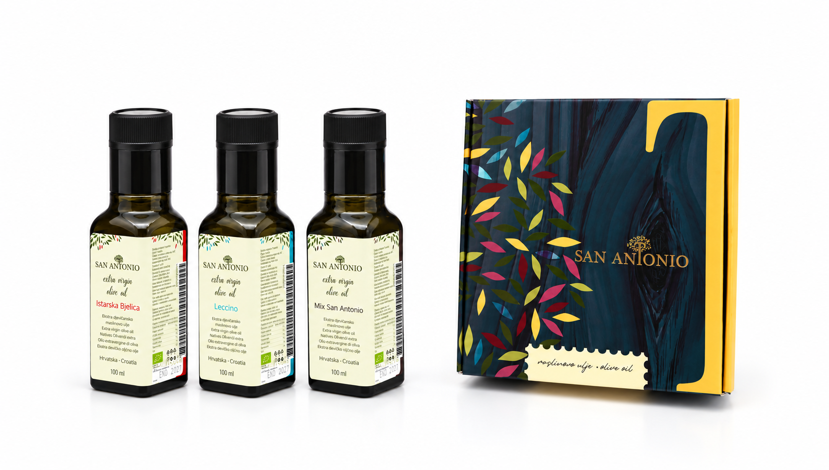 San Antonio Taste of Istria – Biologische Extra Vierge Olijfolie Geschenkset 3 × 100 ml